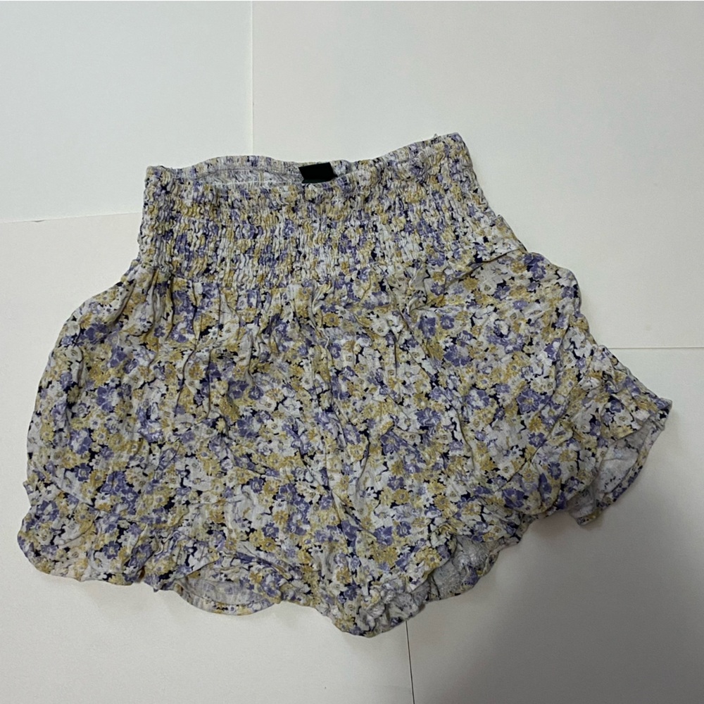 Wild Fable Purple and Yellow Smocked Ruffled Shorts